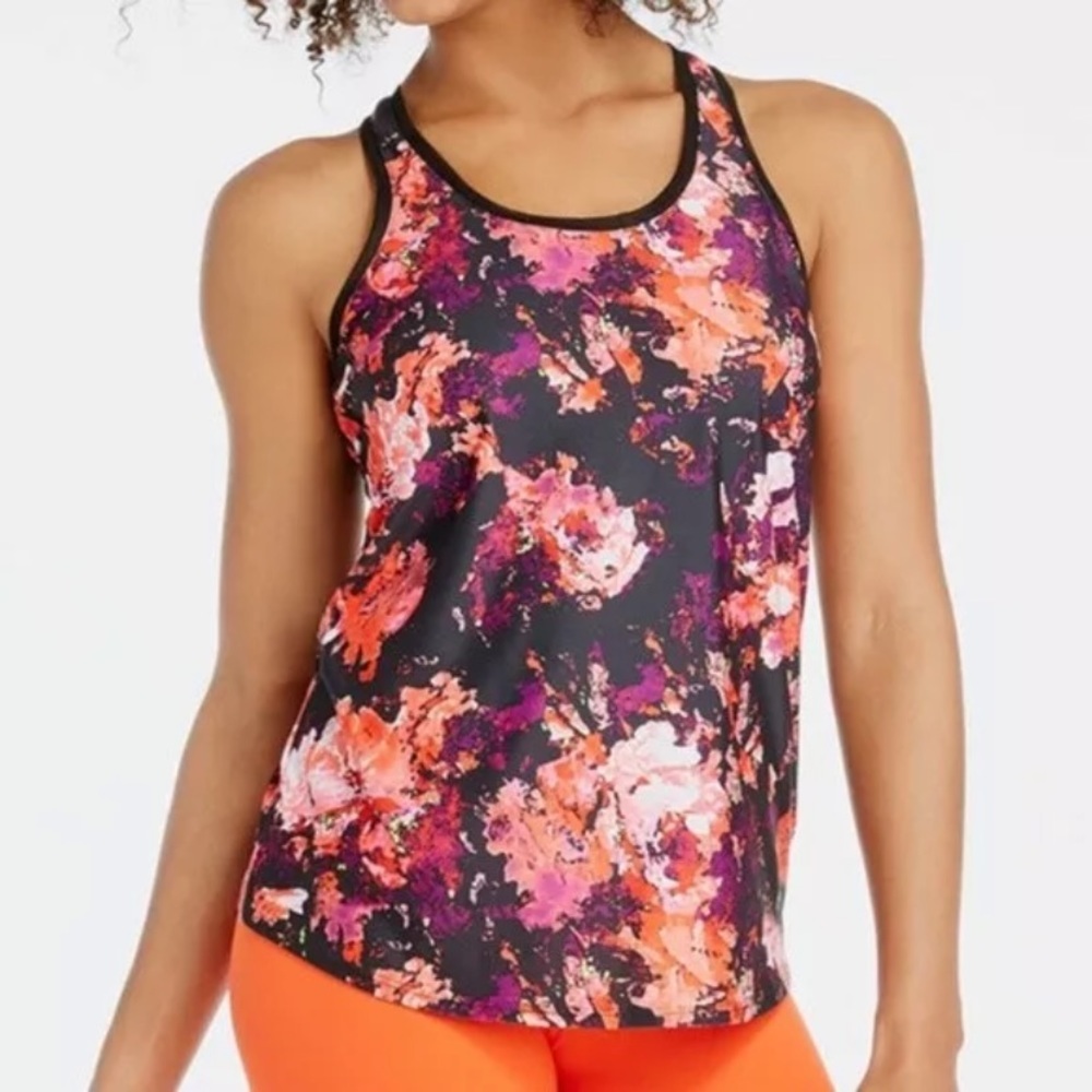 Fabletics Red Floral Mosa Tank Top. Size Medium.